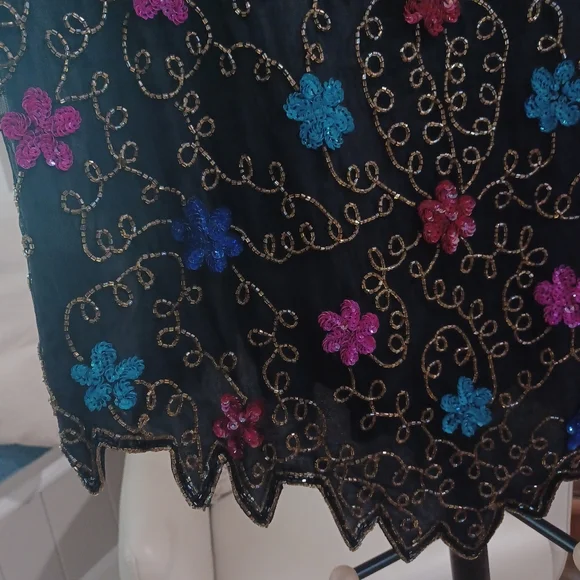 Laurence Kazar Beaded Silk Short Sleeve Top Size 3X - Picture 7 of 13